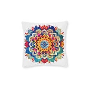 Mandala Square Pillow - Pink Back